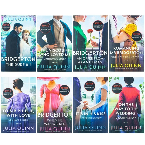 Little Brown Bridgerton Family Book Series Complete Books 1-8 Collection Set by Julia Quinn NETFLIX