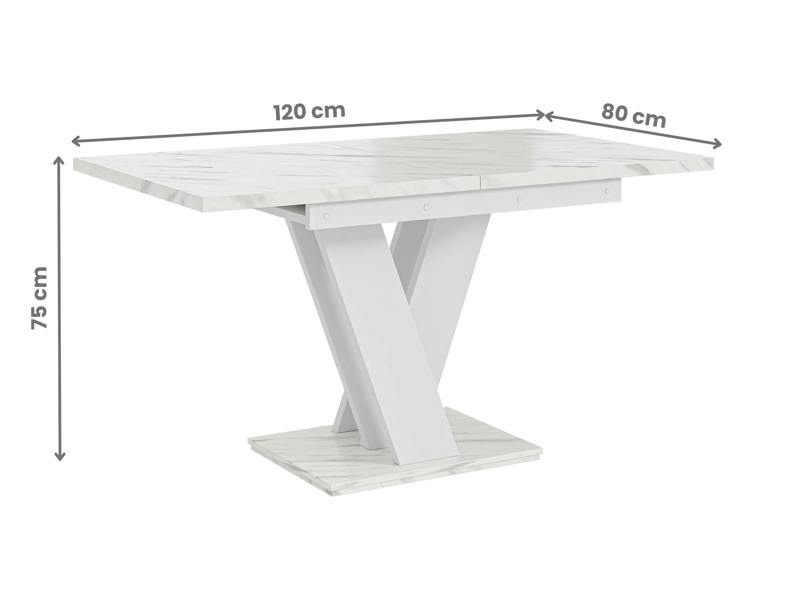 PHD Furniture MASIV Extendable Dining Table 120–160cm – White Bianco Marble Effect