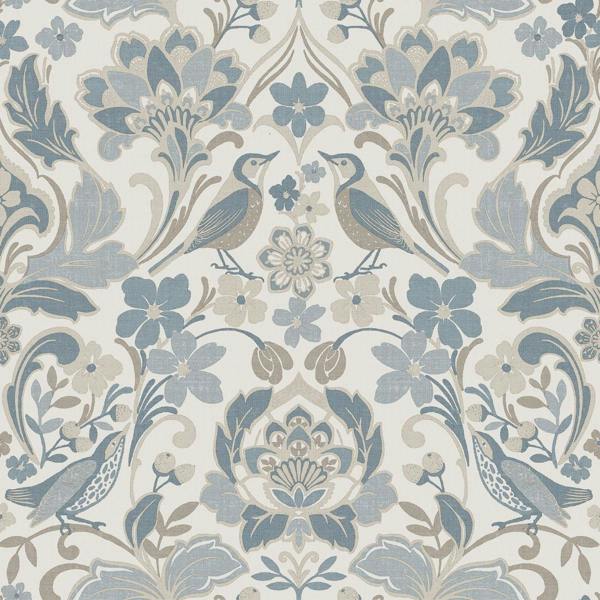 World Of Wallpaper Folk Floral Textured Wallpaper - Soft Blue - 