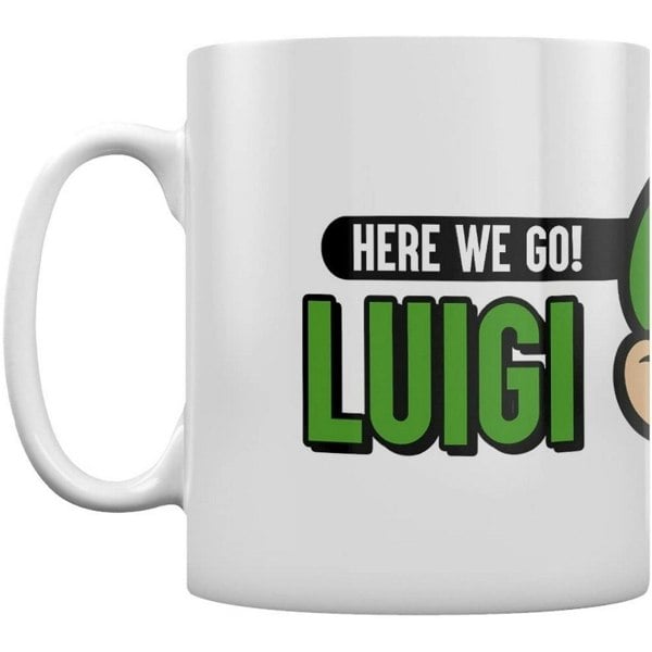 Super Mario Here We Go Luigi Mug - White/Black/Green