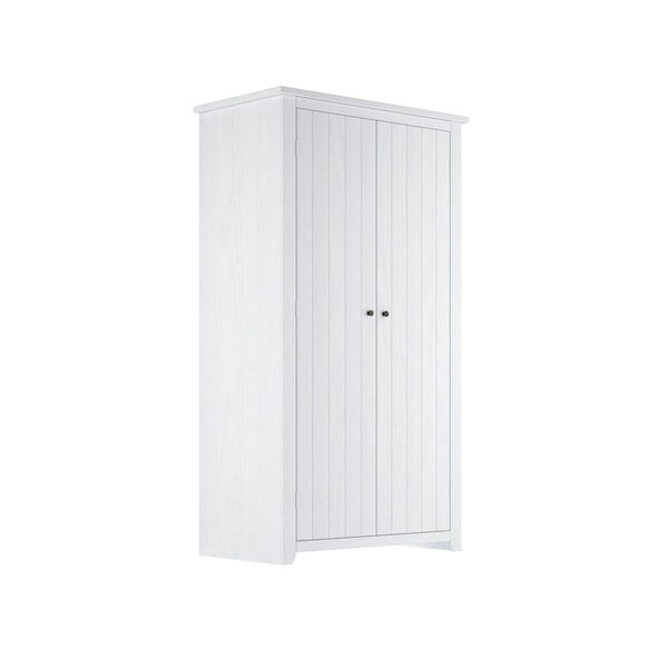 Wyld Haus Tralee Panelled White Washed Wooden 2 Door Wardrobe