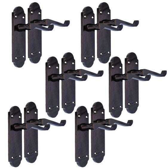 EDH Door Hardware Black Nickel Door Handles – Victorian Scroll Lever Latch Handles – 1, 4 or 6 Pairs – Handle Only or with Tubular Latches - 6 PAIR OF HANDLES