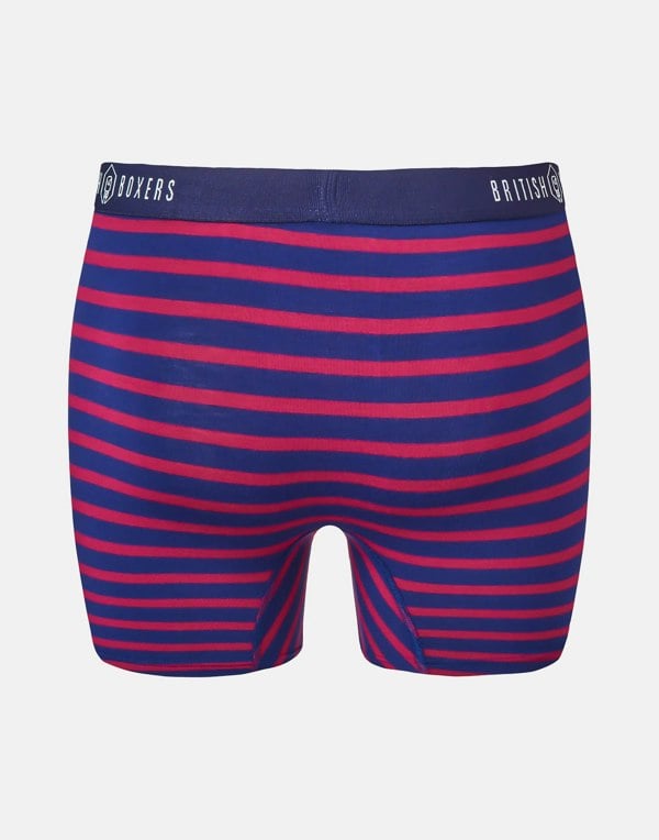 Bamboo Stretch Trunks – Wine & Navy Hoopla Stripes - British Boxers