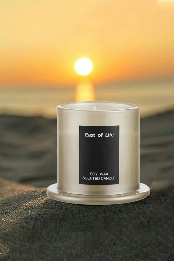 Living and Home Soy Wax Lychee & White Tea Scented Jar Candle Home Fragrance Help Sleep 9 x 11.5cm H
