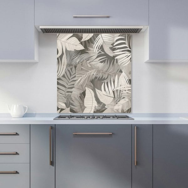 Warren Reed - Designer Grey Brown Tropical Leaves Kitchen Splashback