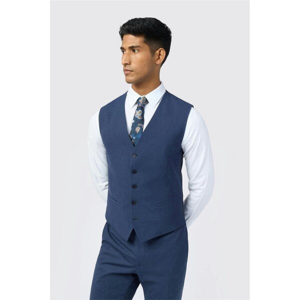 Ted Baker Slim Fit Performance Blue Panama Waistcoat