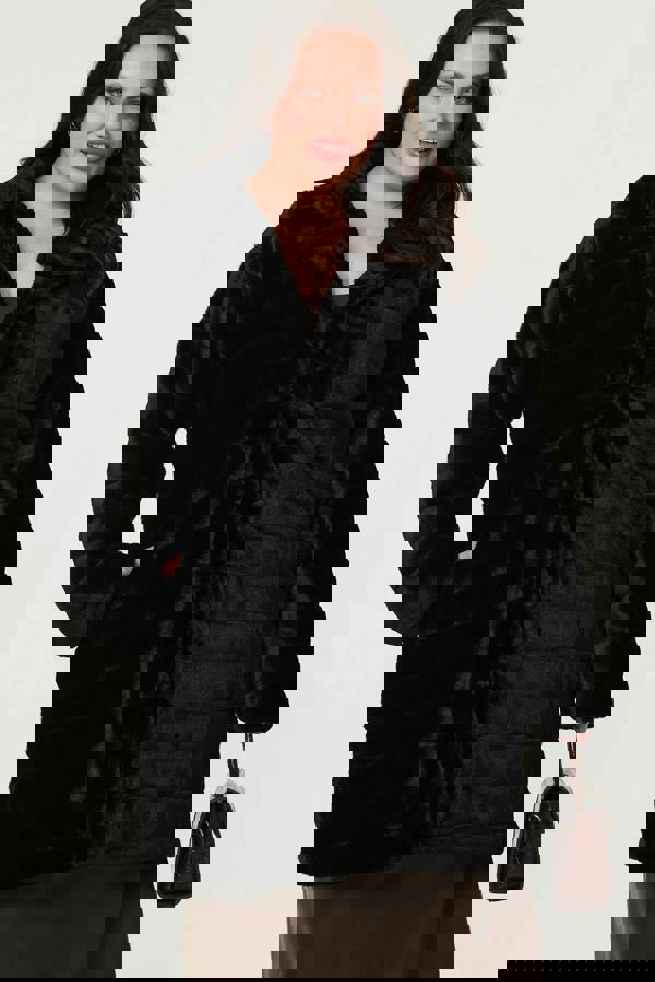 Black | Curve Faux Fur Thigh Length Coat