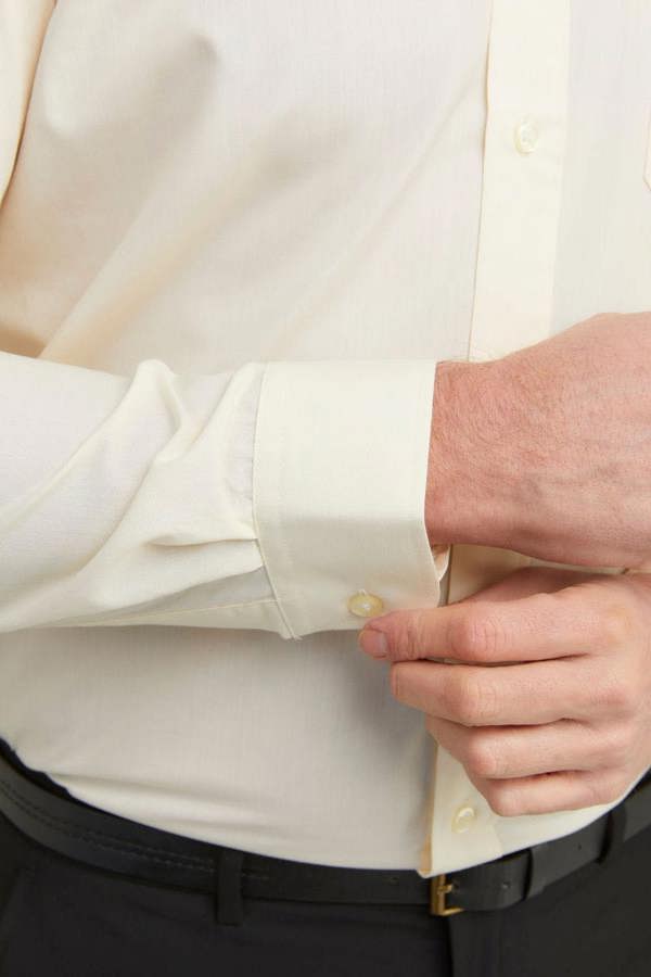 Cream Classic Easy Care Long Sleeve Shirt