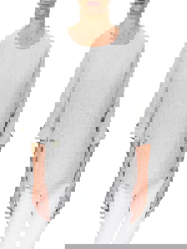 PennyPlain Asymmetric Hem Top - Salt & Pepper