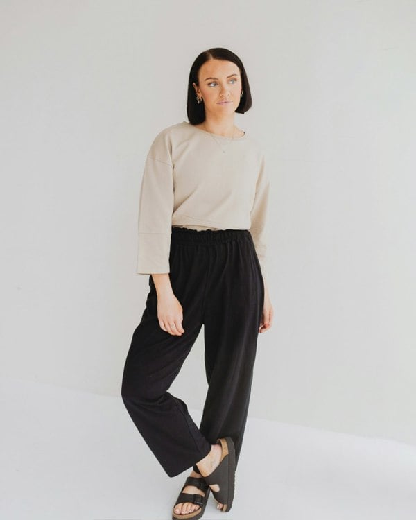 Kate Black Barrel Leg Trousers - image 1