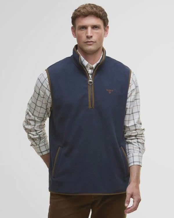 Barbour Harwood Half-Zip Fleeced Gilet - Navy Blue