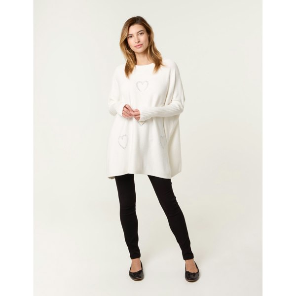 Blue Vanilla Embellished Oversized Heart Jumper