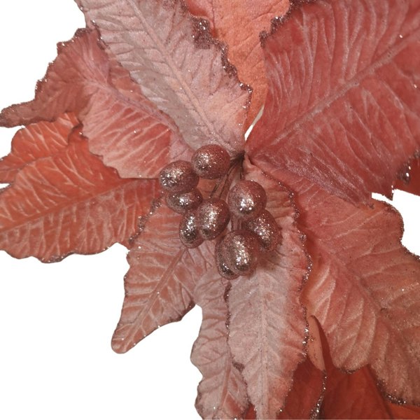 Samuel Alexander 68cm Frosted Light Coral Pink Poinsettia Stem Christmas Decoration