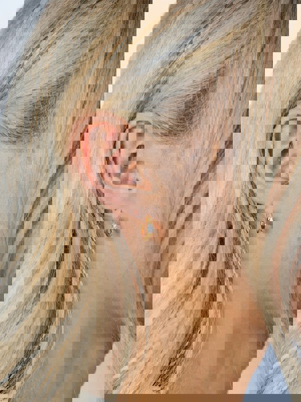 SVNX Oval Crystal Huggie Hoops