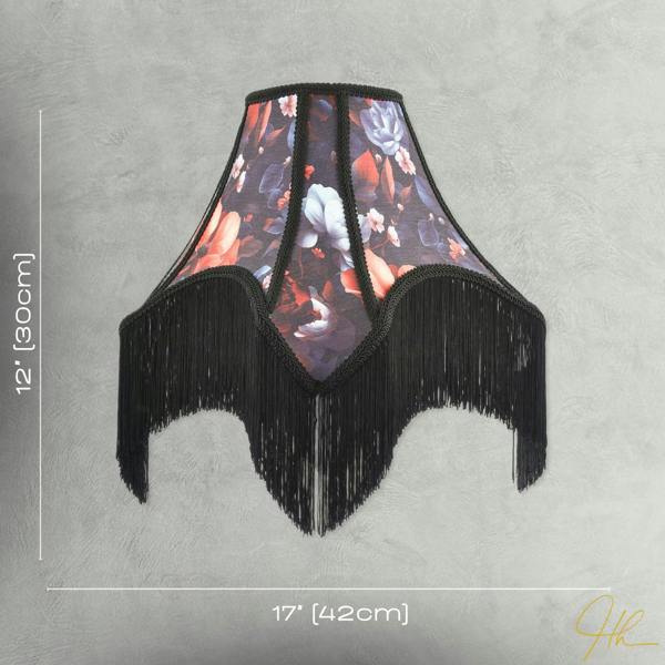 Large Vintage 1920s Victorian Black Lamp Shade with Coloured Flowers Image 7