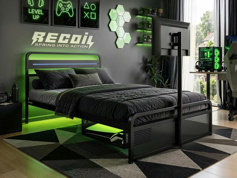 Recoil Panther Metal TV Bed with Storage - Small Double