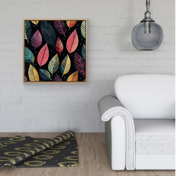 Warren Reed Colourful Leaves Pattern Framed Canvas