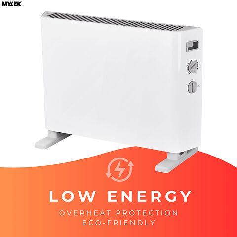MYLEK Convector Heater Electric 2000W Free Standing Radiator - Portable, 3 Power Modes with Adjustable Thermostat