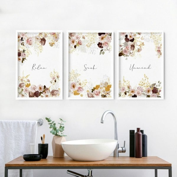 Shabby Chic Wall Hangings | set of 3 bathroom prints