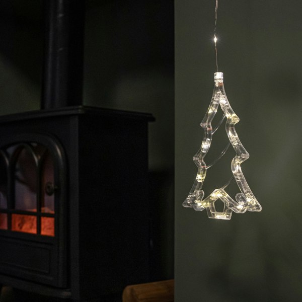 Samuel Alexander 20cm Battery Operated Light up Christmas Tree Window Decoration with Warm White LEDs