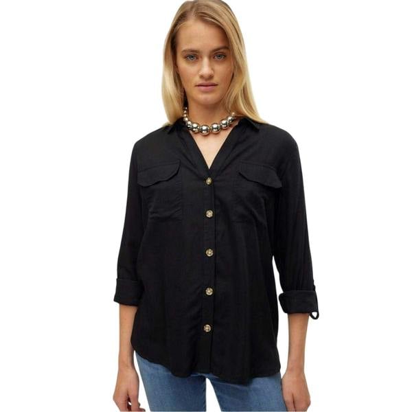 Vero Moda Womens/Ladies Regular Roll Sleeve Shirt - Black - 