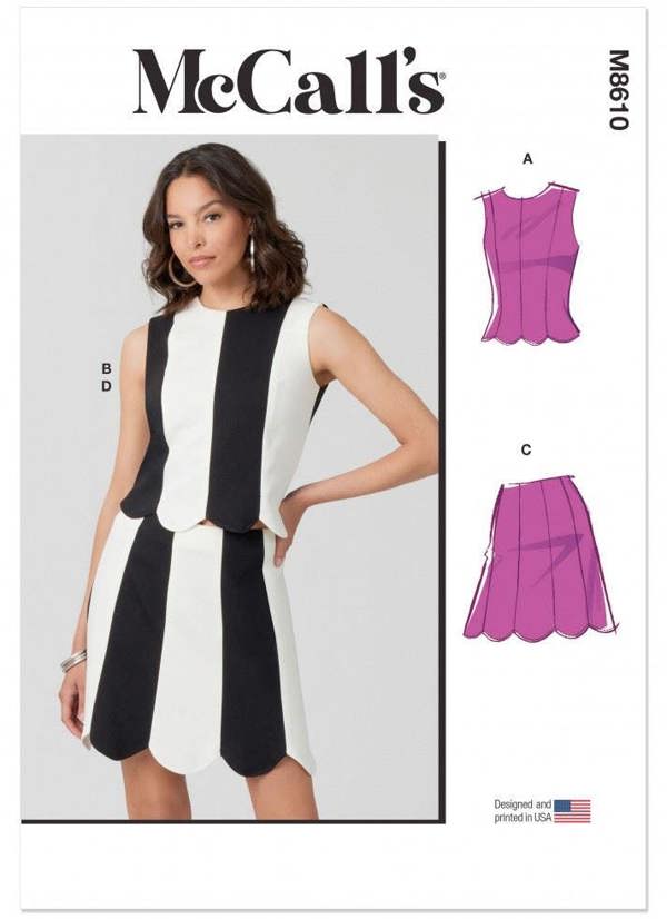 McCalls 8610 Paper Sewing Pattern – Women's Top & Skirt, Size 8-16, Intermediate