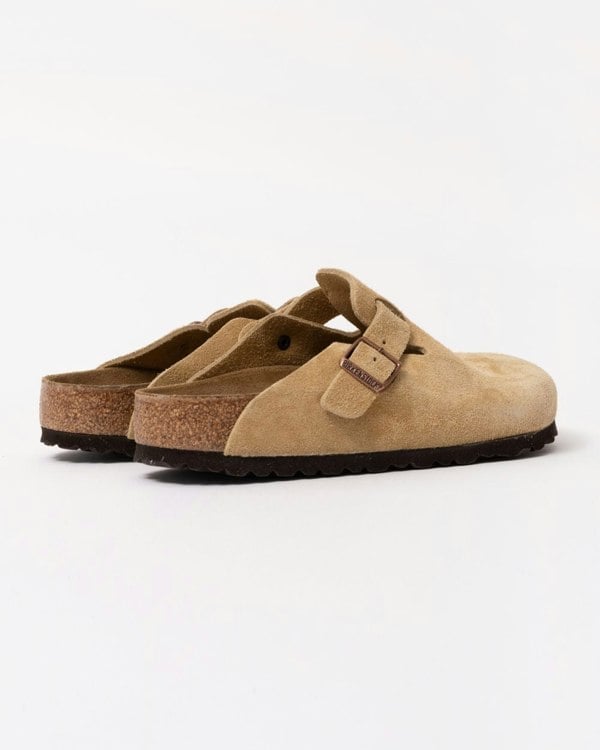 Birkenstock Boston Suede Leather Womens Clogs - Latte Cream