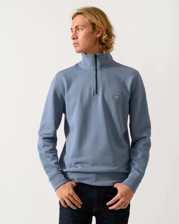 BOSS Orange Zetrust Mens 1/4 Zip Sweatshirt - Medium Blue 424