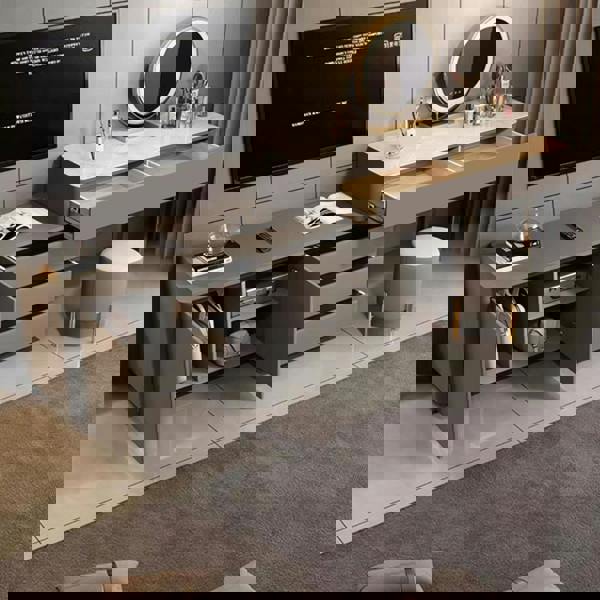 Detail view of Dempsey Dressing Table With Sideboard, Extendable, Corner Dressing Table with sideboard for dining room