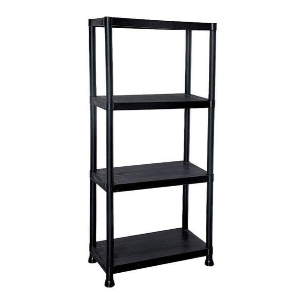 Gr8 Home Black 4 Tier Plastic Shelving Unit Storage Racking Shelves Garage Warehouse Shed