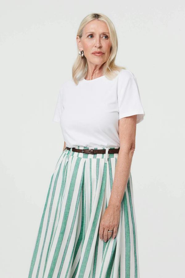 Green | Belted High Waist Wide Trousers