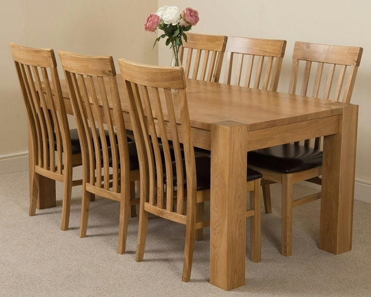 That's Furniture Kuba Large Oak Dining Table with Harvard Oak Chairs
