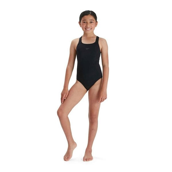 Speedo Girls Medalist Eco Endurance+ One Piece Swimsuit - Black