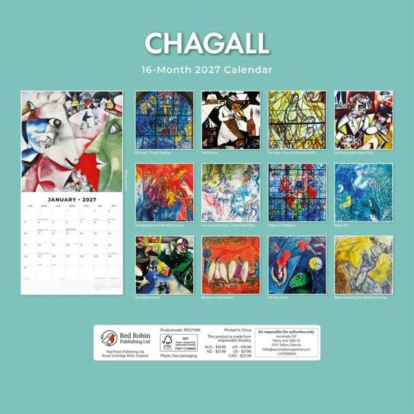 Chagall Calendar 2027, Wall Calendars, Month To View, Art, Gift