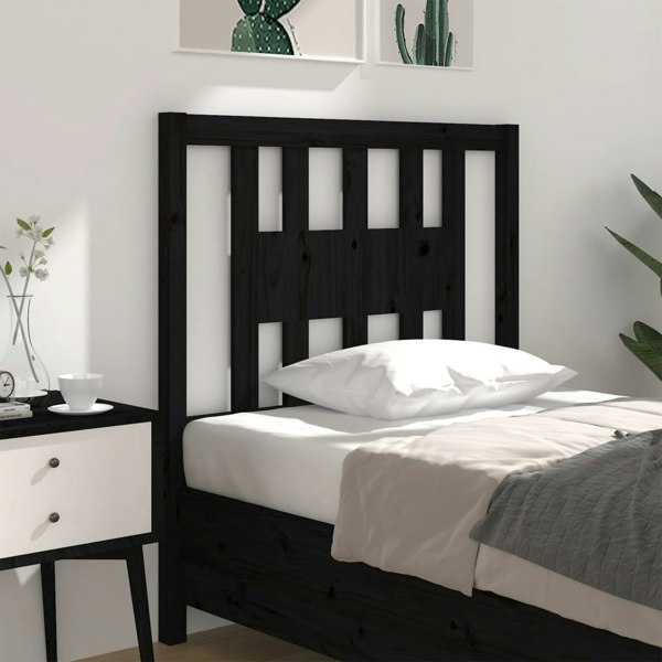 Berkfield Headboard Black 96x4x100 cm Solid Wood Pine