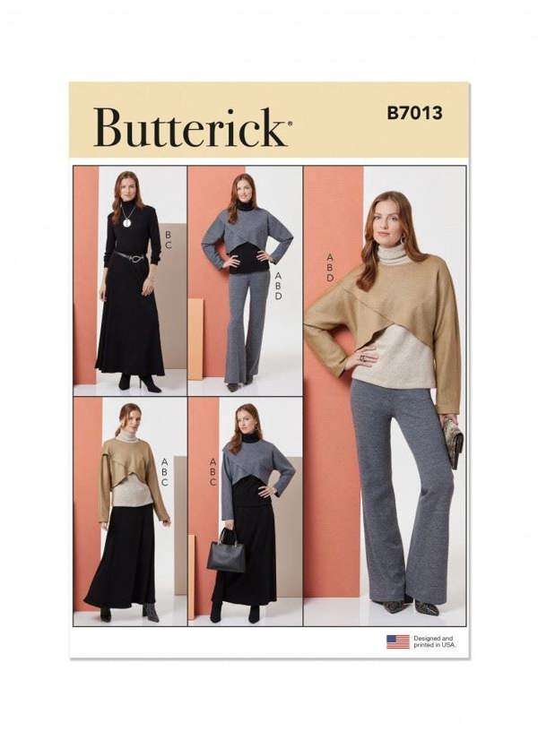 Butterick Sewing Pattern 7013, Tops, Skirts, Trousers for Women, A (XS-S-M-L-XL-XXL) - Easy
