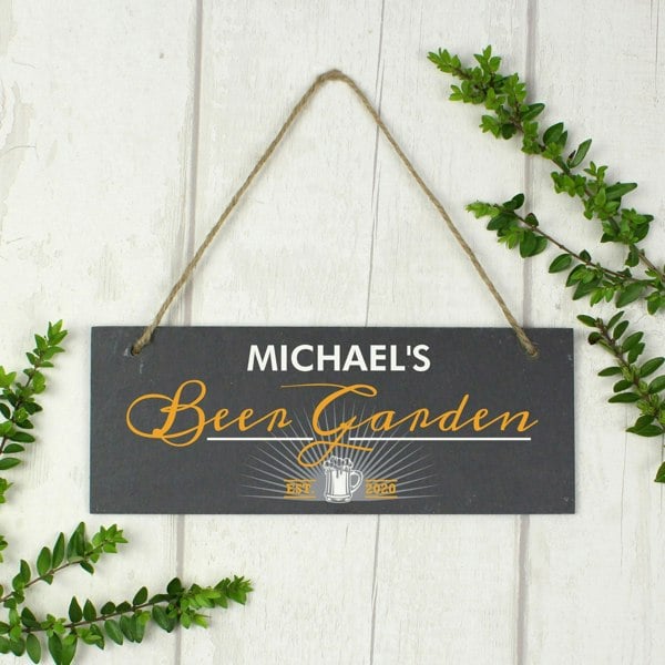 Personalised Memento Company Personalised ""Beer Garden"" Printed Hanging Slate Plaque