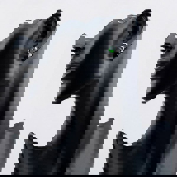 T. H. Baker Sterling Silver Rhodium Plated White & Green Cubic Zirconia Stud Earrings 8.57.0047