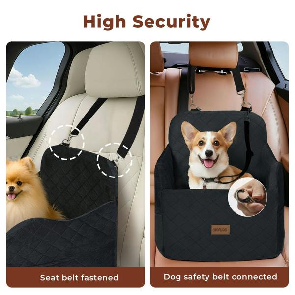 Skylos Dog Booster Car Seat for Small to Medium Pets up to 35 lbs Portable Black