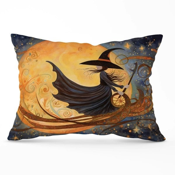 Warren Reed Whimsical Witch On A Broomstick Cushions