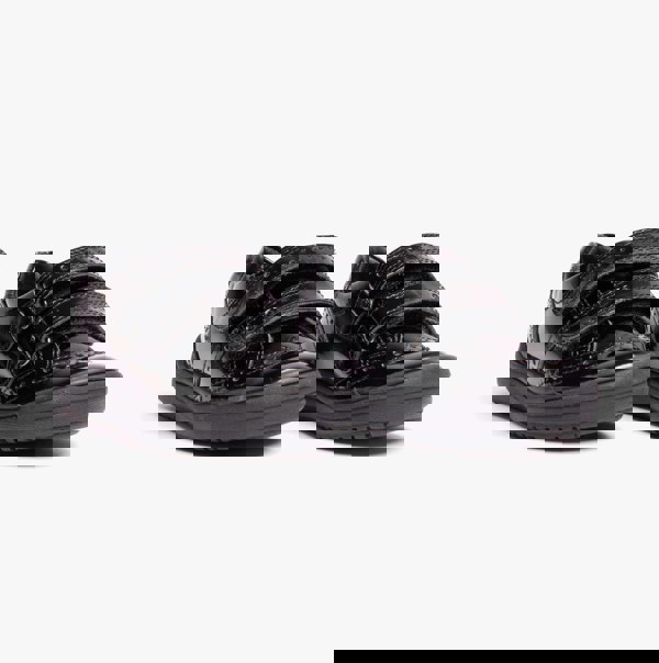 GEOX HADRIEL G G Girls Leather Touch Fasten School Shoes Patent Black