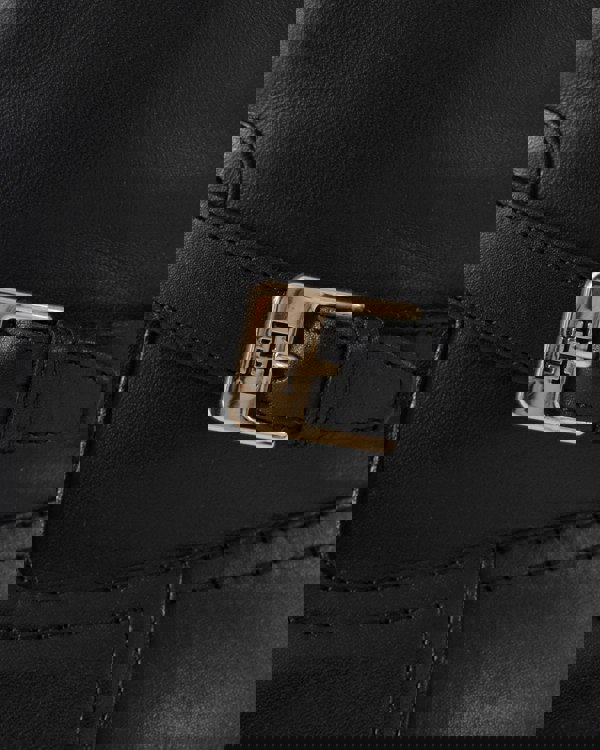 Tommy Hilfiger TH Buckle Womens Riding Leather Booties - Black