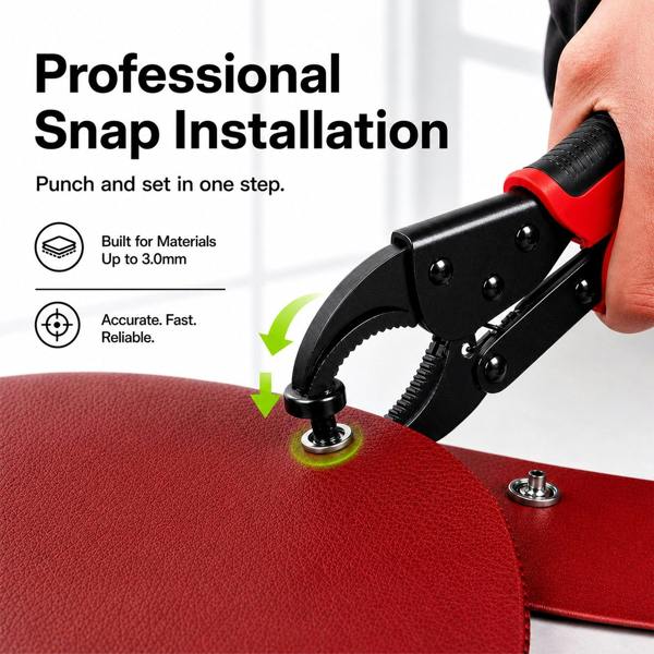 Traderight Snap Fastener Kit Adjustable Press Tool for Boat Covers Leather Cloths Red