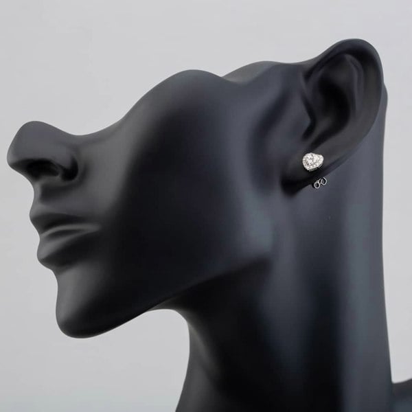 T. H. Baker 9ct White Gold Diamond Heart Shape Cluster Stud Earrings PE04941