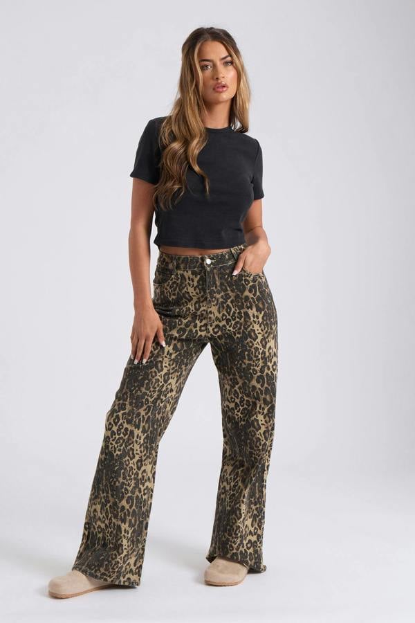 Urban Bliss Wide Leg Leopard Print Jean