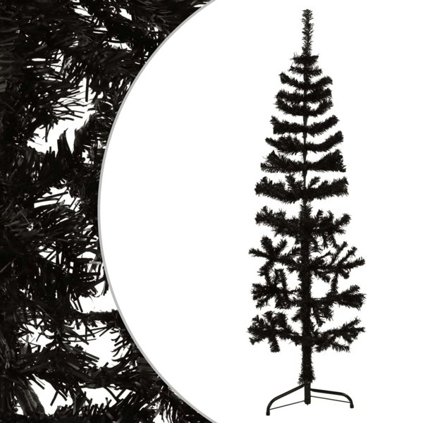 Berkfield Slim Artificial Half Christmas Tree with Stand Black 150 cm