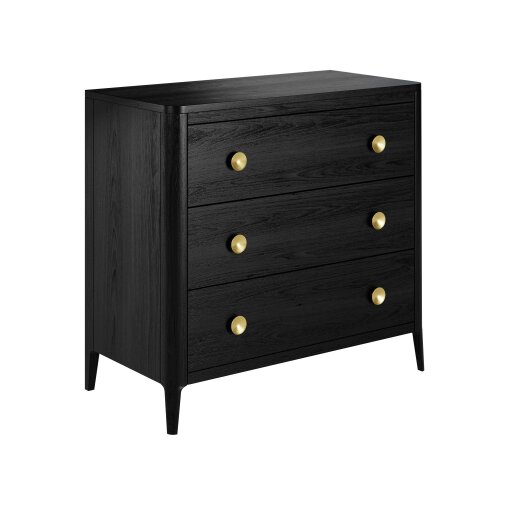 Wyld Haus Verona Black Oak and Brass Three Drawer Chest