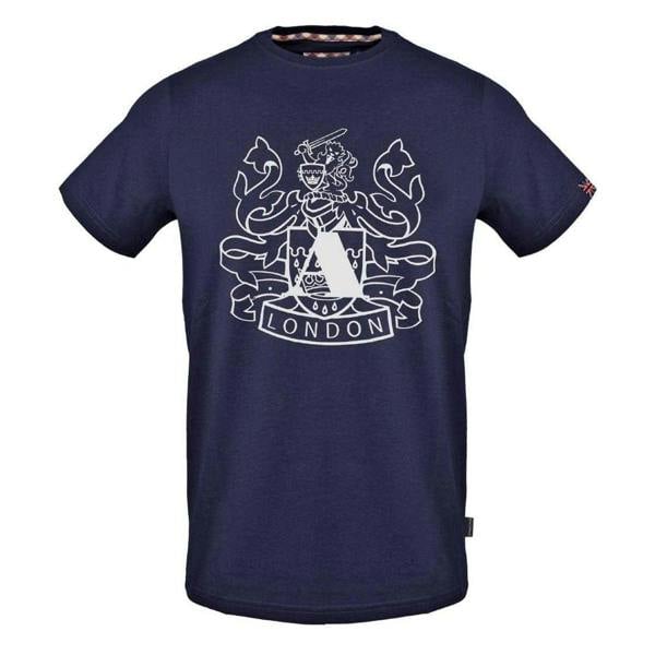 Aquascutum Mens Aldis Shield Logo T-Shirt - Navy Blue - 