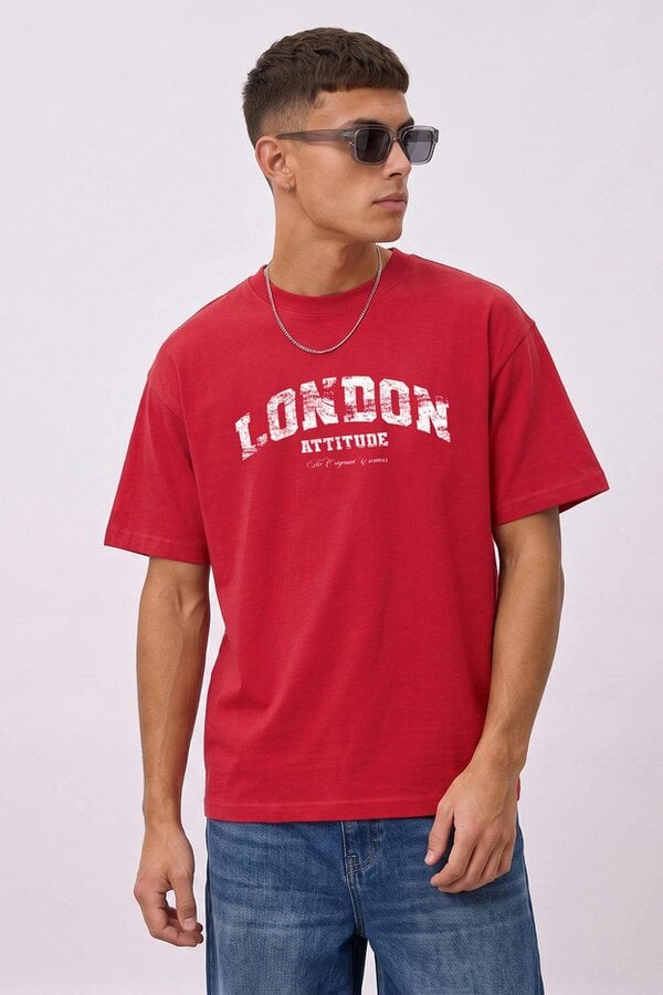 London Attitude Fearless Street Culture Oversized Heavyweight Graphic T-Shirt