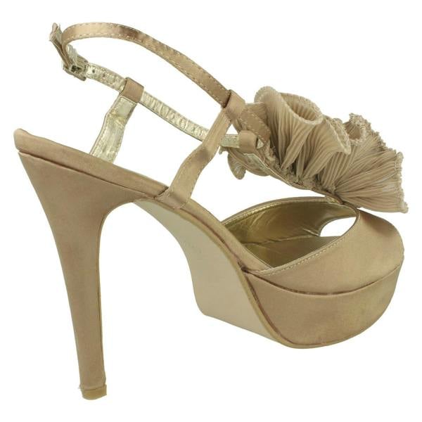 Spot On Ladies Spot On Heeled Platform Sandal With Ruffle Trim